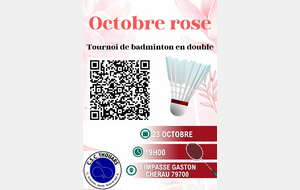 🌸 TOURNOI DE BADMINTON LOISIRS EN DOUBLE – OCTOBRE ROSE 🏸