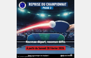 Reprise Championnat Phase 2 🏓
