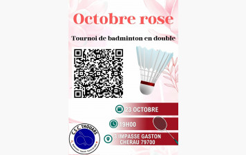 🌸 TOURNOI DE BADMINTON LOISIRS EN DOUBLE – OCTOBRE ROSE 🏸