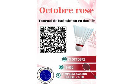 🌸 TOURNOI DE BADMINTON LOISIRS EN DOUBLE – OCTOBRE ROSE 🏸
